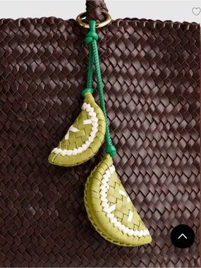 Madewell Lime and Cream Woven Tassel bag charm